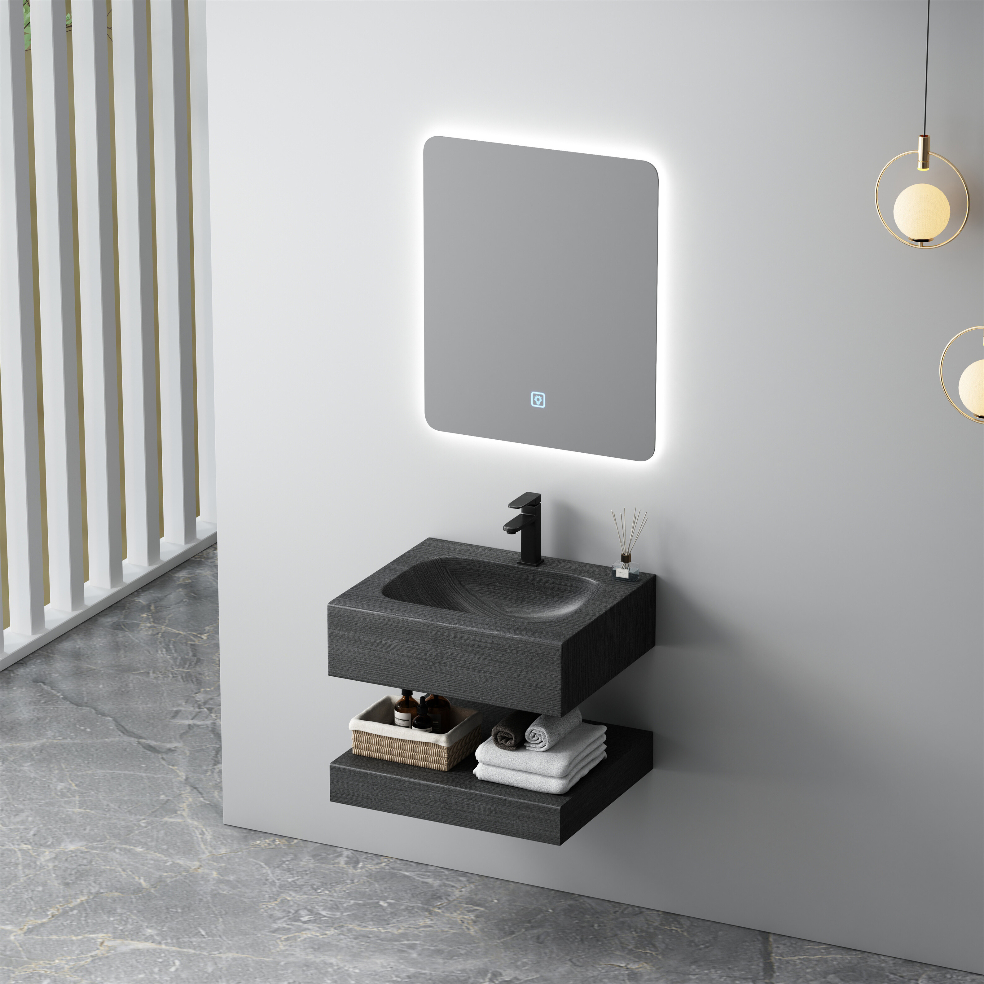 Vanity Series 2 – Floating Corian SPP+PVC Bathroom Cabinet