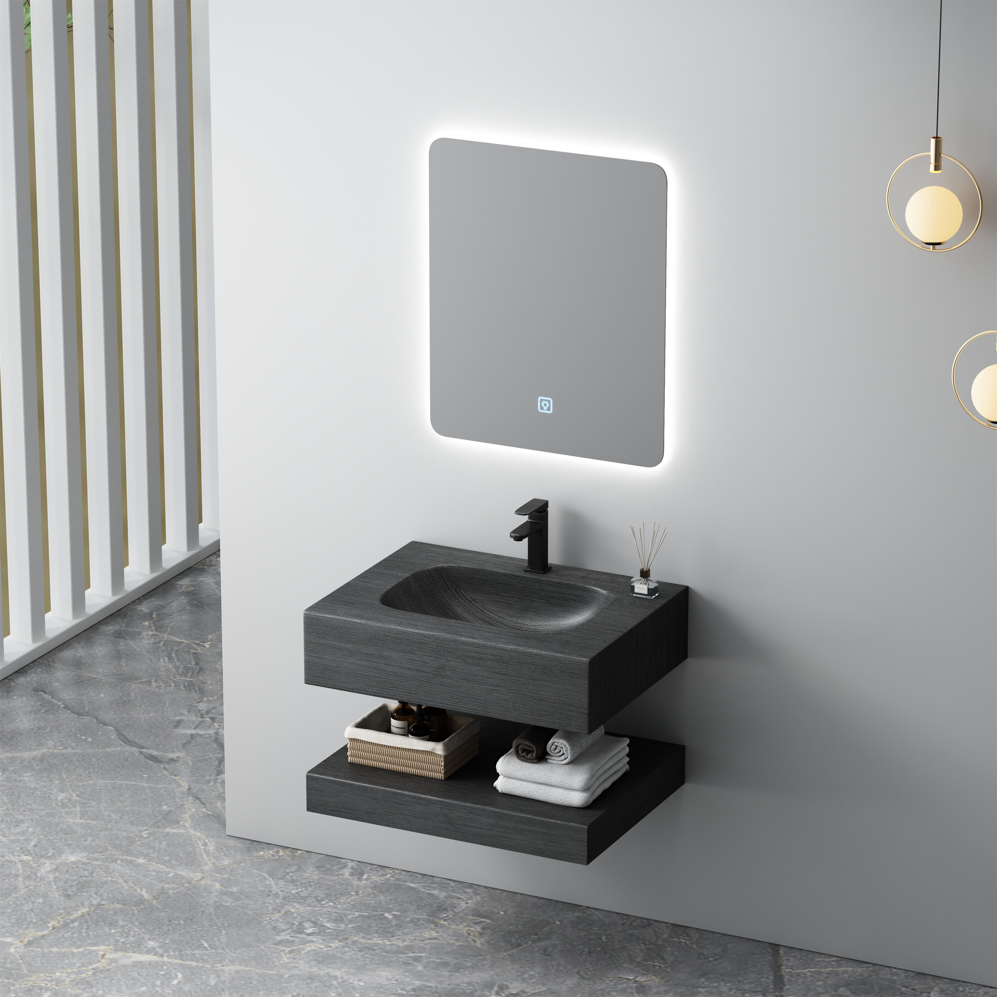 Vanity Series 2 – Floating Corian SPP+PVC Bathroom Cabinet image 2
