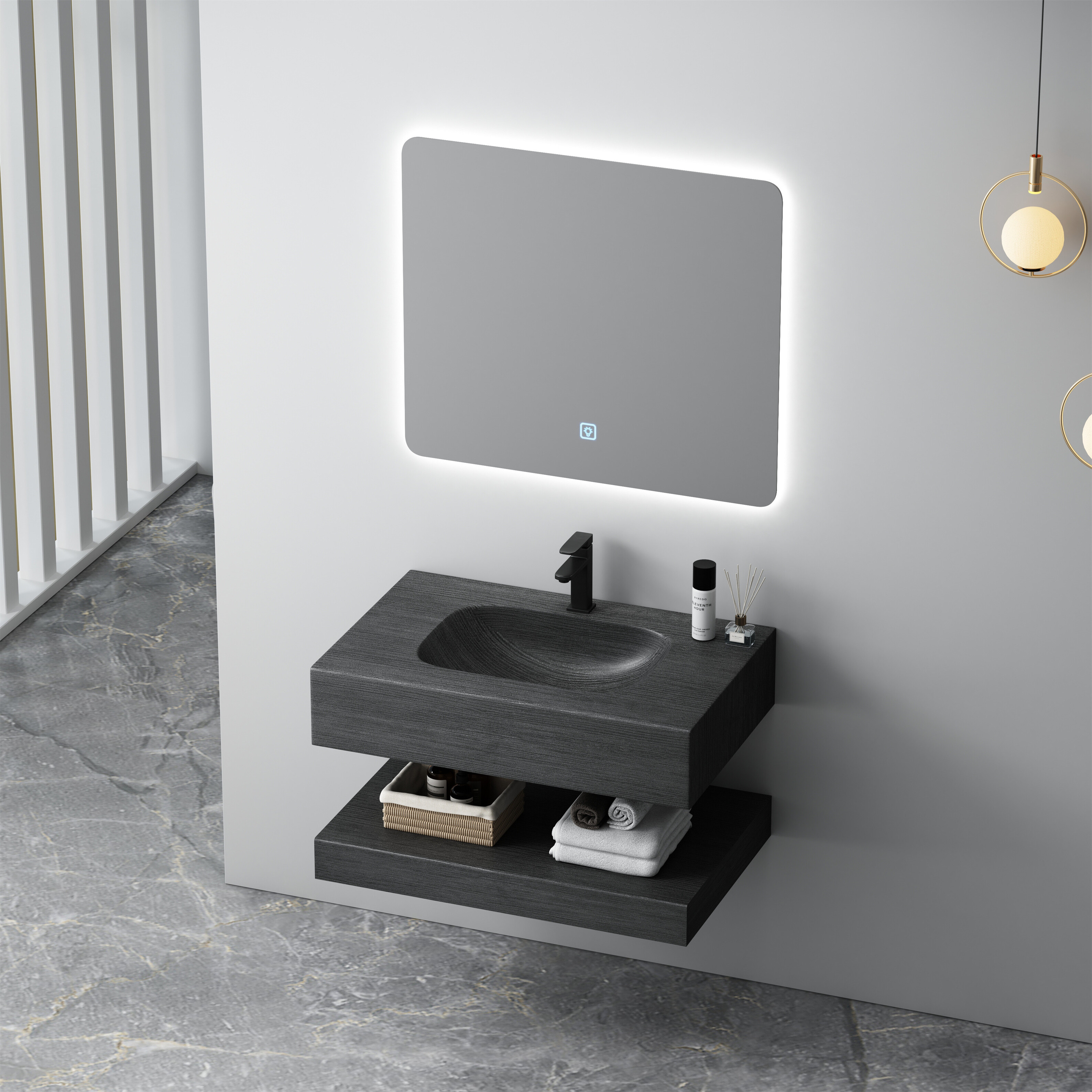 Vanity Series 2 – Floating Corian SPP+PVC Bathroom Cabinet image 3