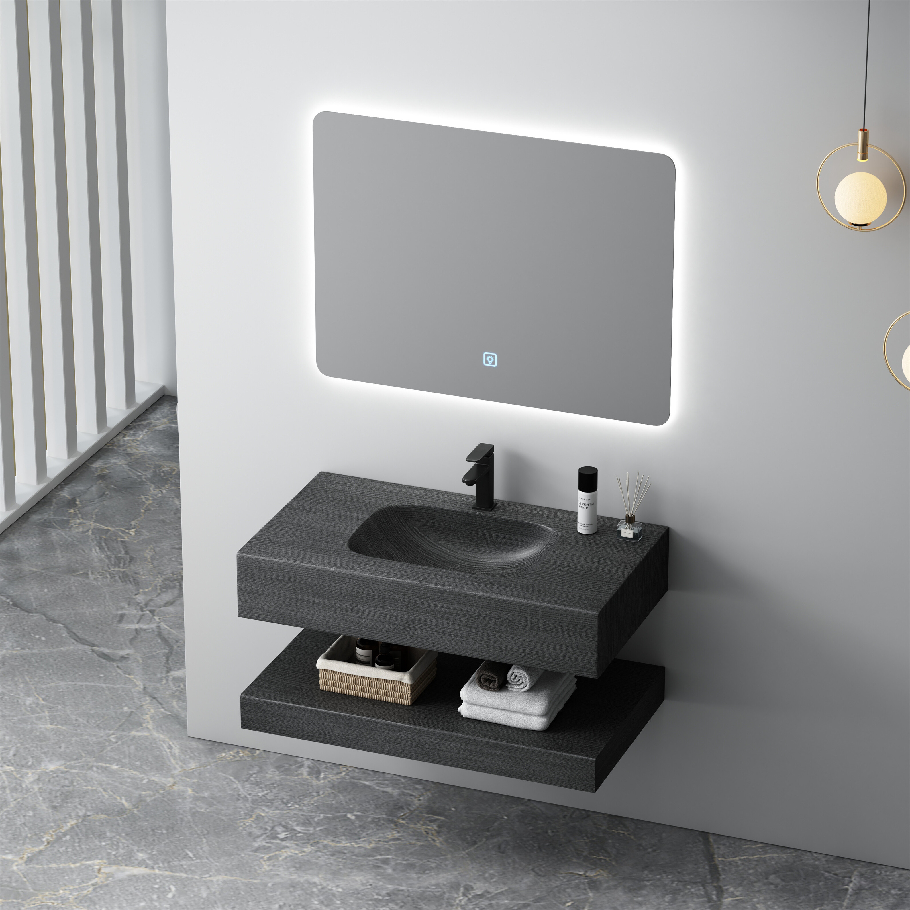 Vanity Series 2 – Floating Corian SPP+PVC Bathroom Cabinet image 4