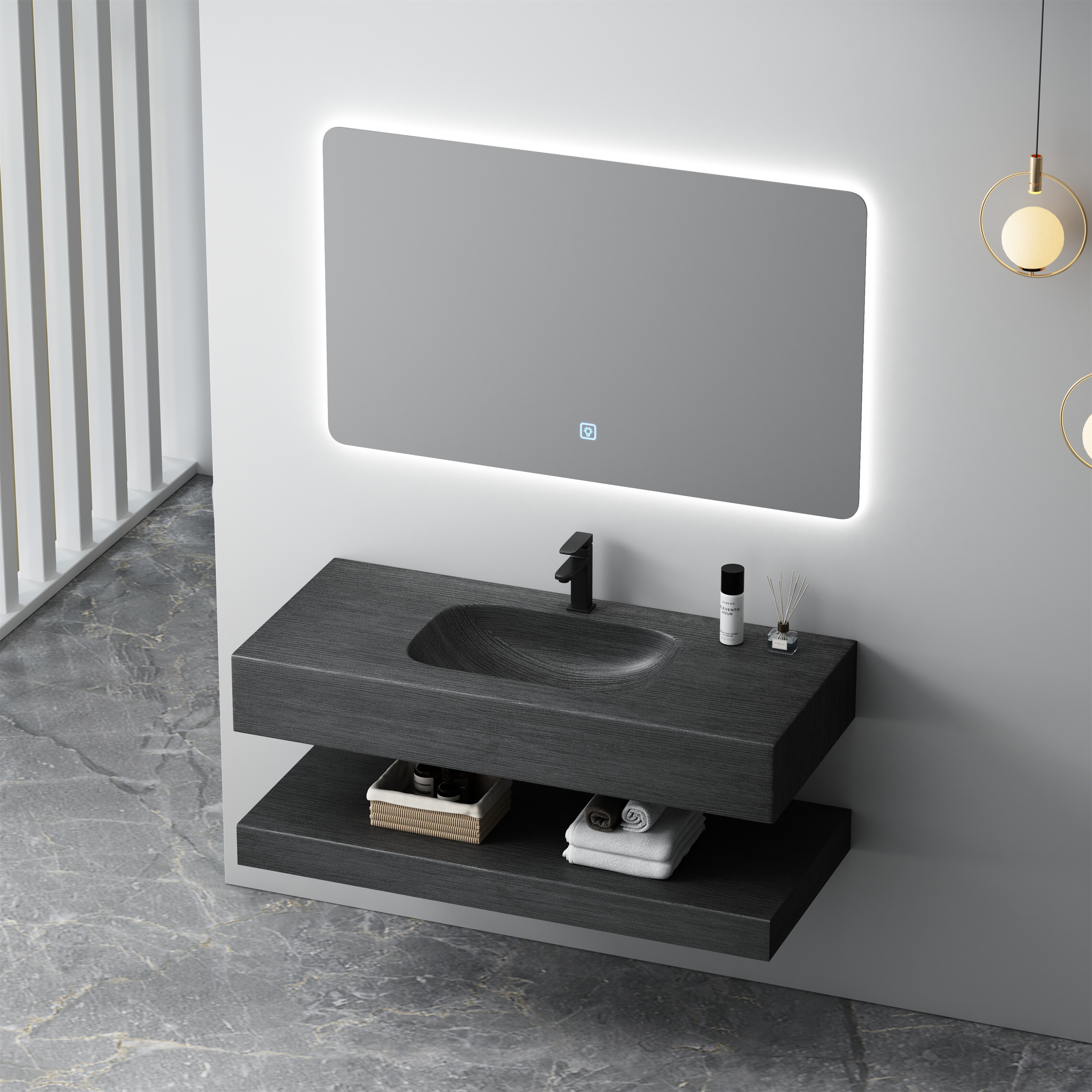 Vanity Series 2 – Floating Corian SPP+PVC Bathroom Cabinet image 5