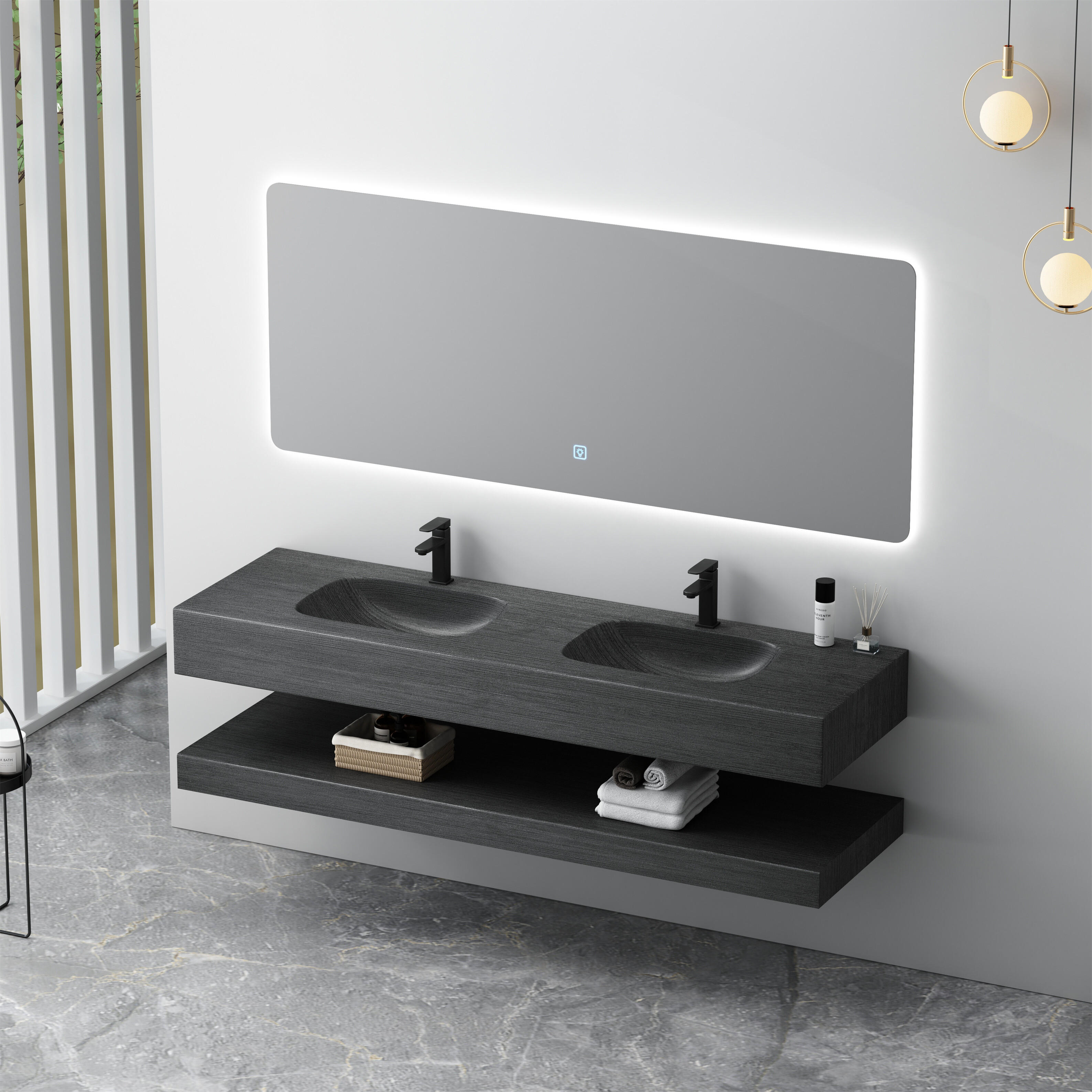Vanity Series 2 – Floating Corian SPP+PVC Bathroom Cabinet image 7