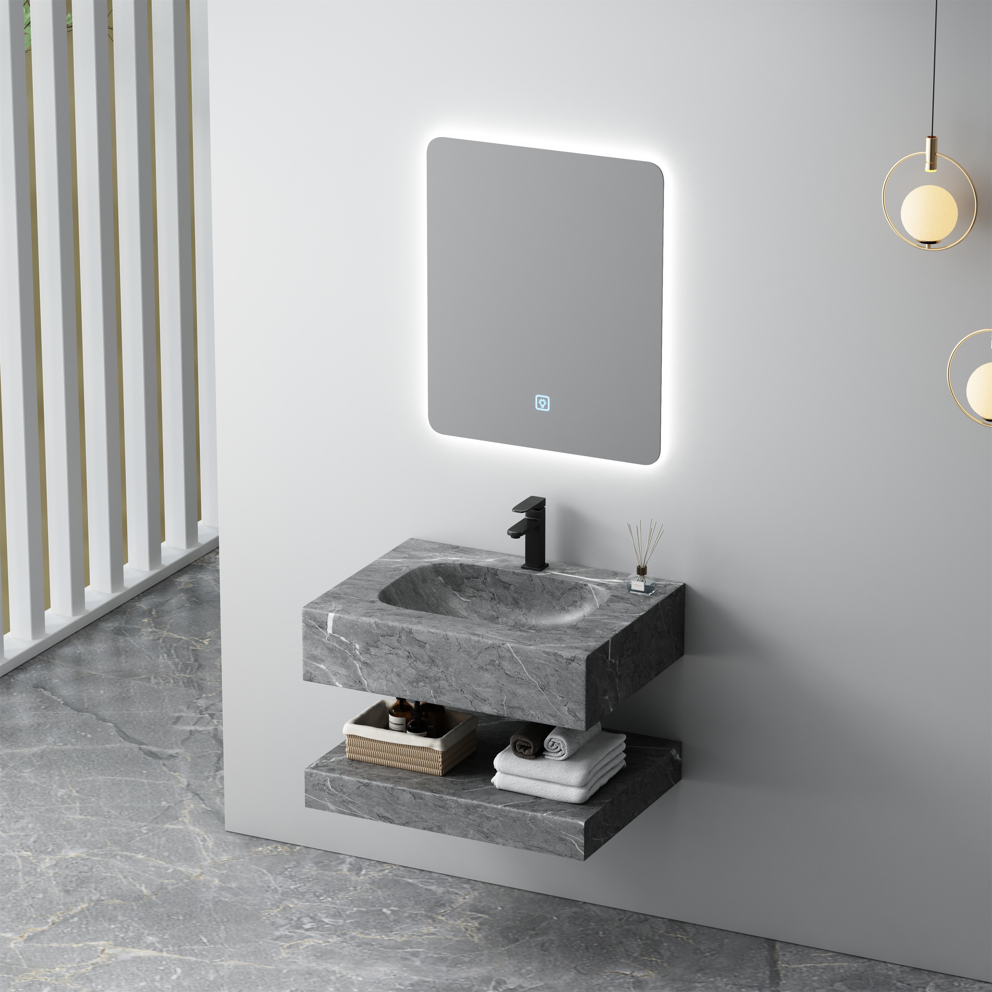 Vanity Series 3 – Freestanding Corian SPP+PVC Cabinet with Base Shelf image 2