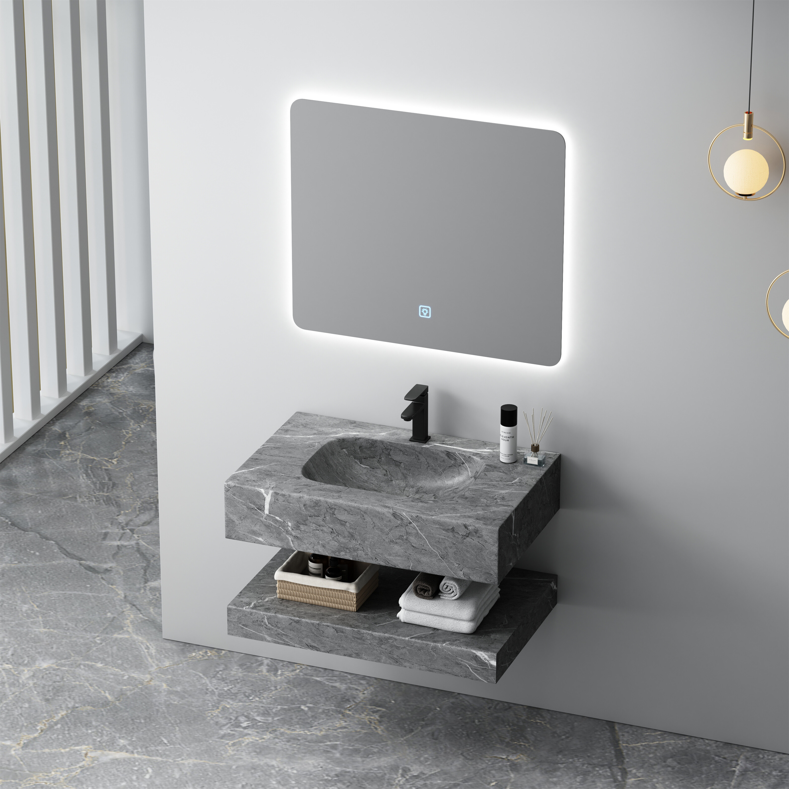 Vanity Series 3 – Freestanding Corian SPP+PVC Cabinet with Base Shelf image 3