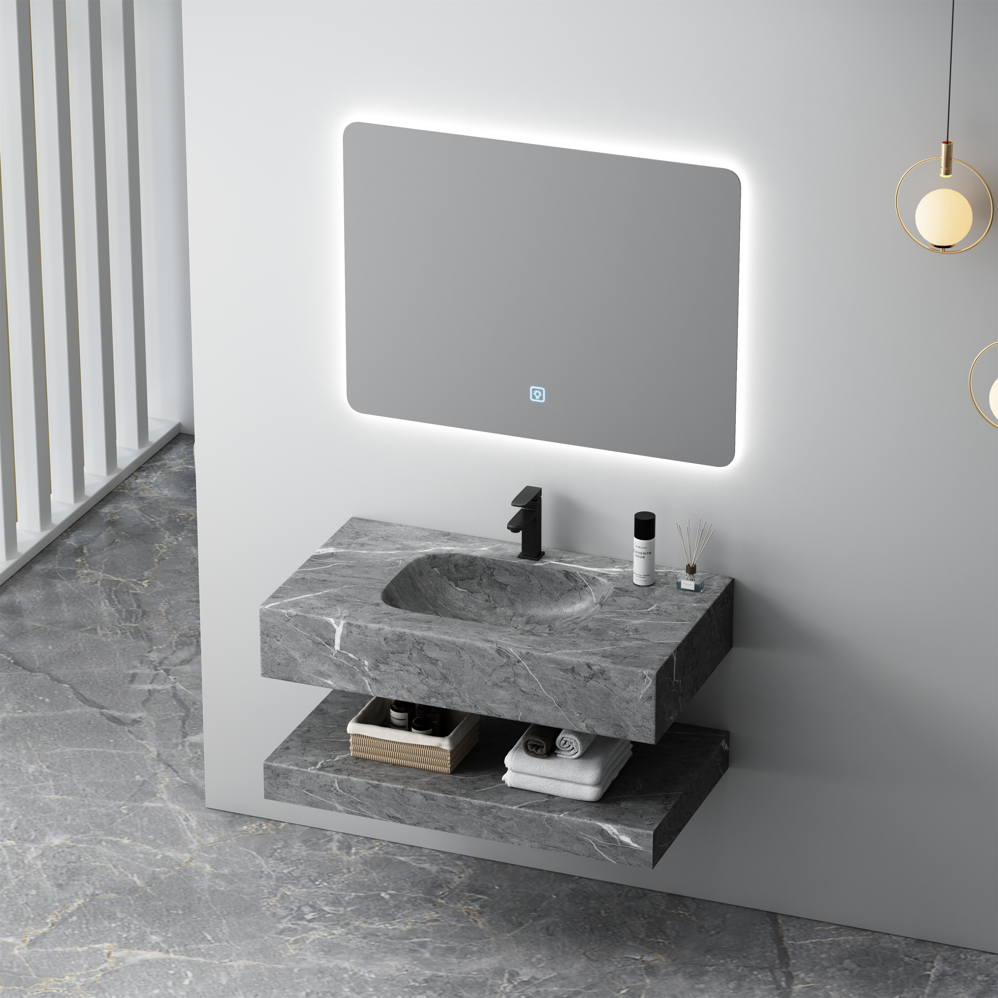 Vanity Series 3 – Freestanding Corian SPP+PVC Cabinet with Base Shelf image 4