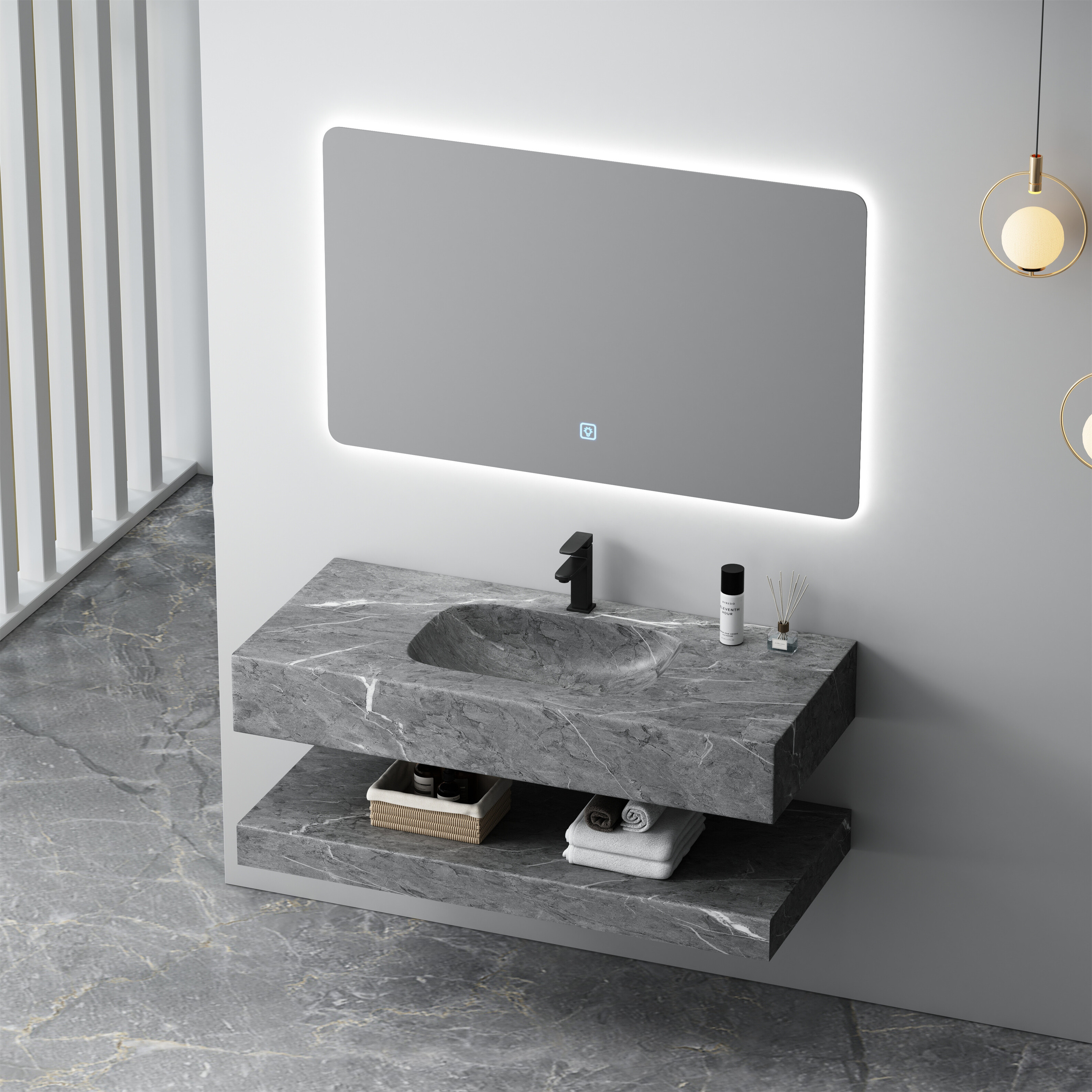 Vanity Series 3 – Freestanding Corian SPP+PVC Cabinet with Base Shelf image 5