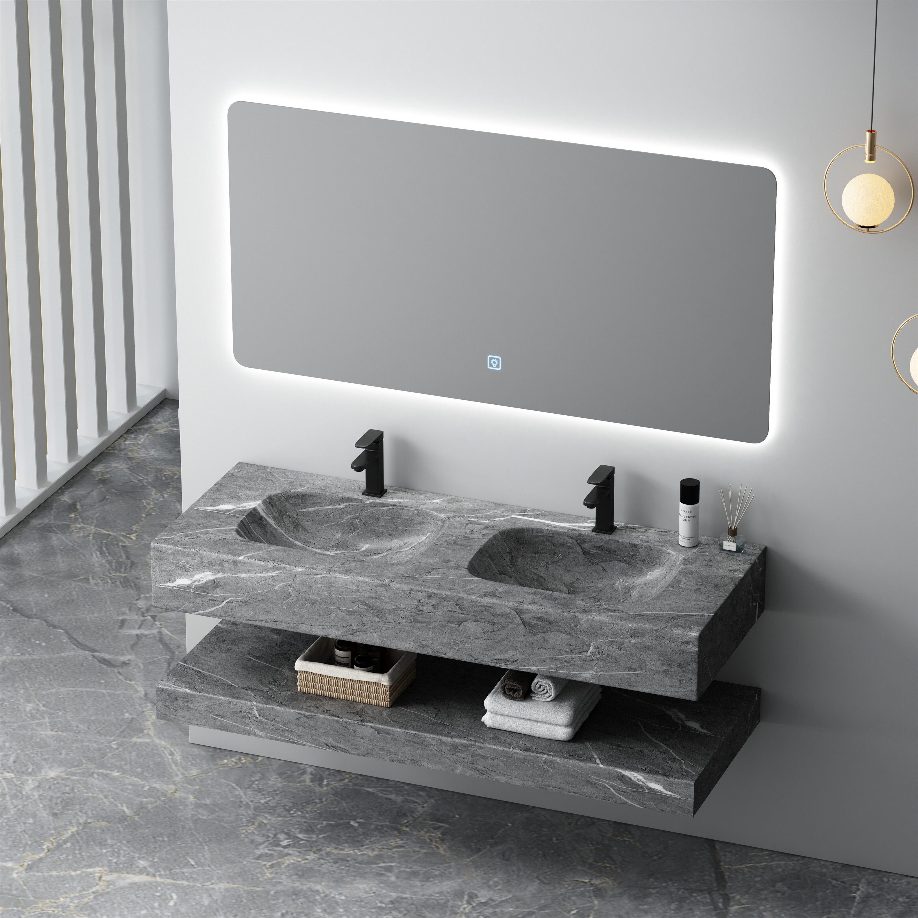 Vanity Series 3 – Freestanding Corian SPP+PVC Cabinet with Base Shelf image 6