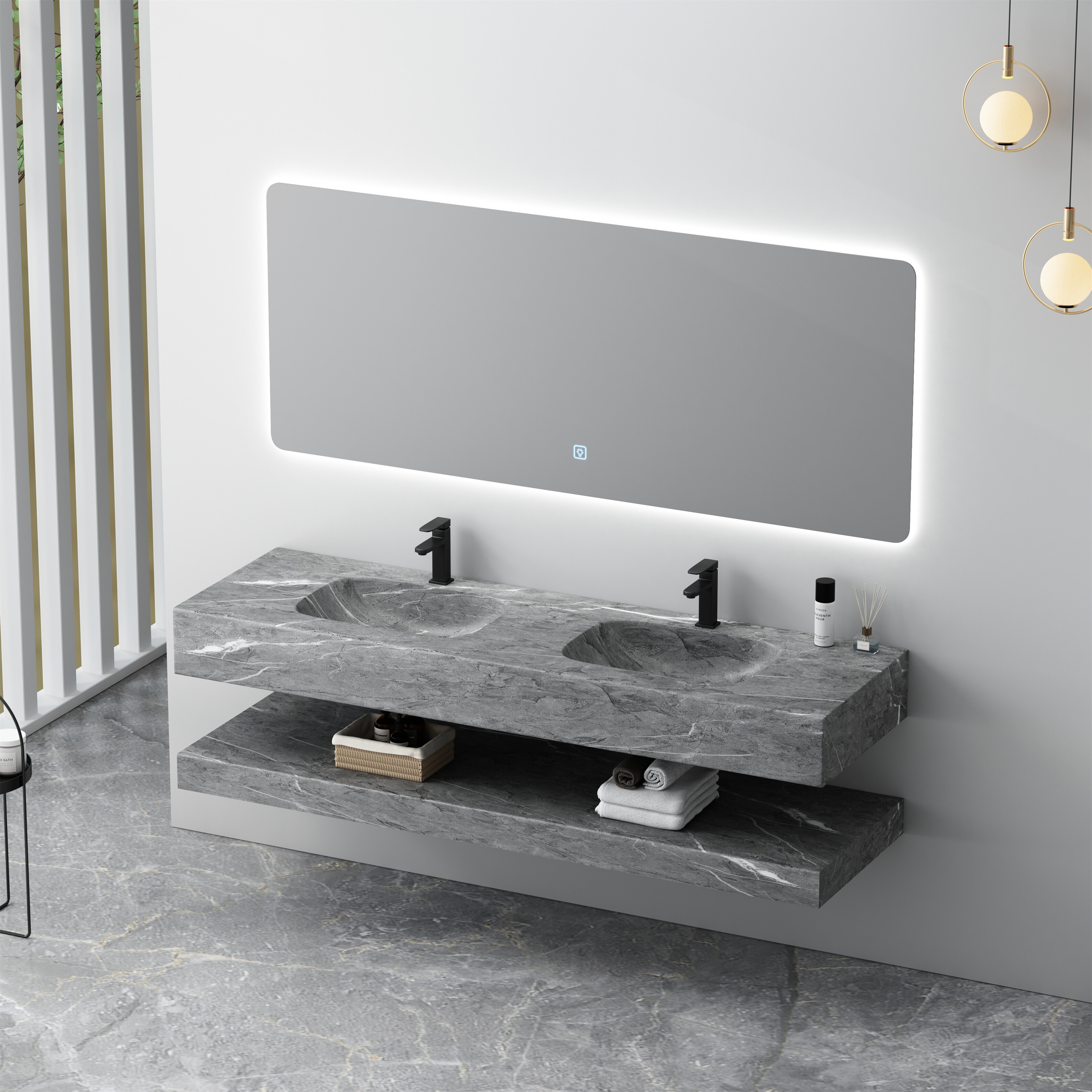 Vanity Series 3 – Freestanding Corian SPP+PVC Cabinet with Base Shelf image 7