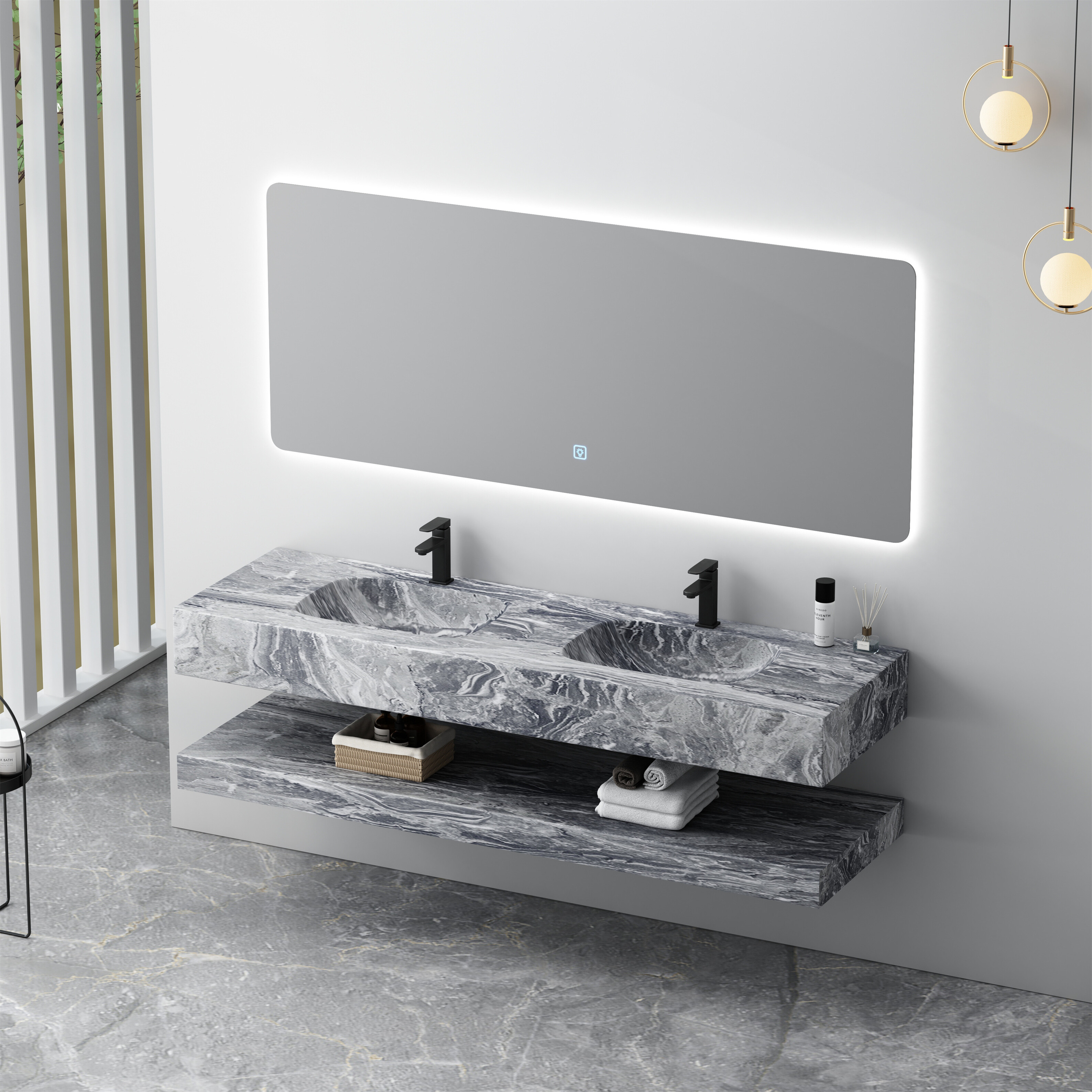 Vanity Series 4 – Corian SPP+PVC Cabinet with Single Drawer & Shelf image 7